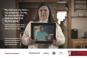 image of woman holding a frame with a quote on the left side